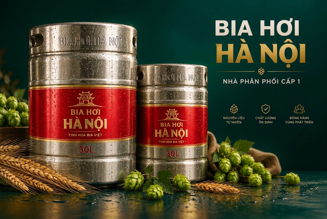 Sản phẩm bia hơi Hà Nội keg 30L và 50L