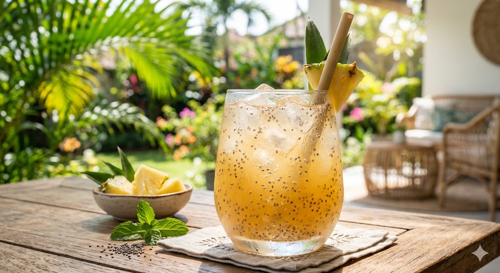 Nước dứa - hạt chia.