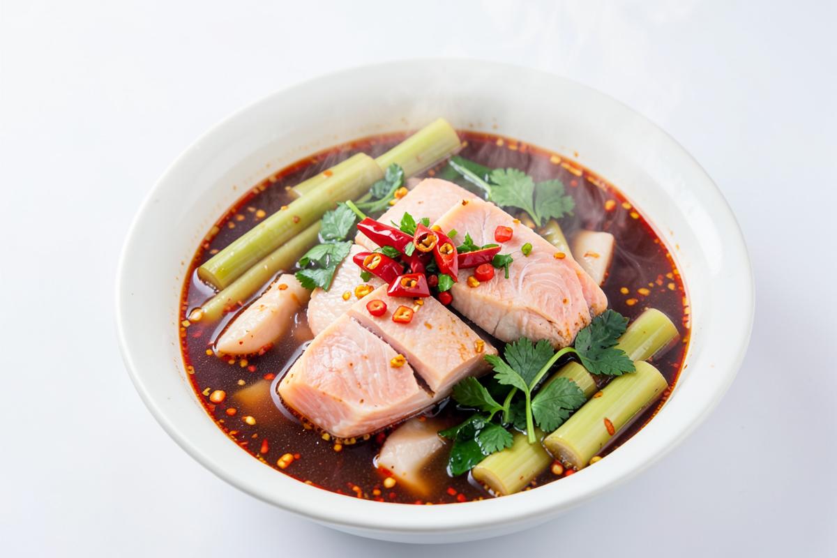 Cách nấu lẩu đầu cá hồi măng chua cay ngon khiến bạn phải thích mê