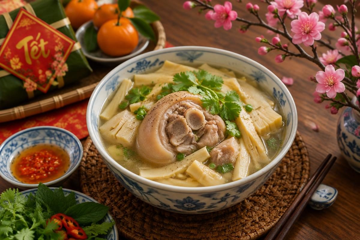 Canh măng nấu chân giò