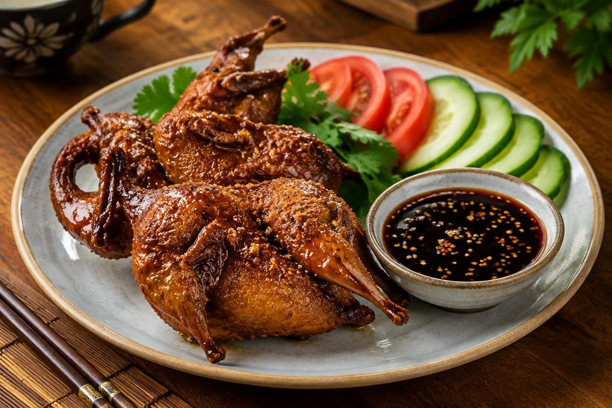 Chim cút chiên sốt ngũ vị hương