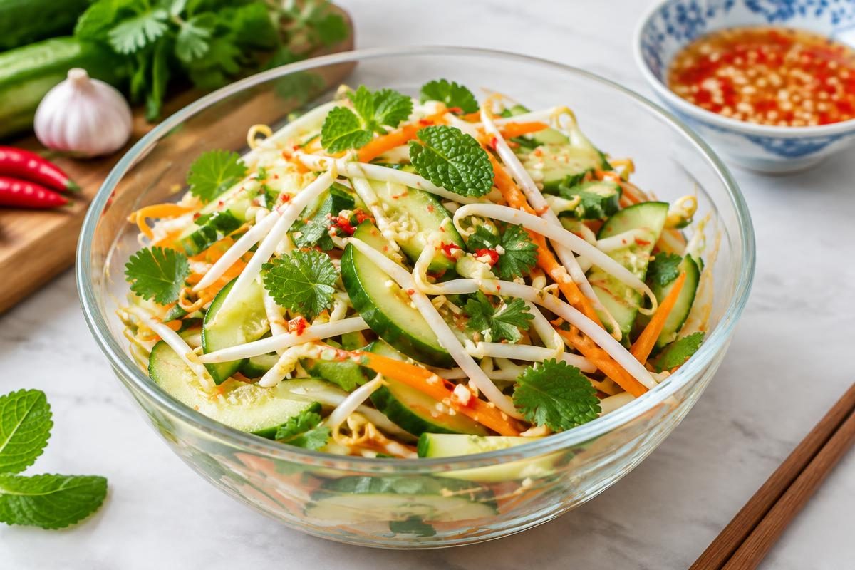 Dưa chuột trộn giá