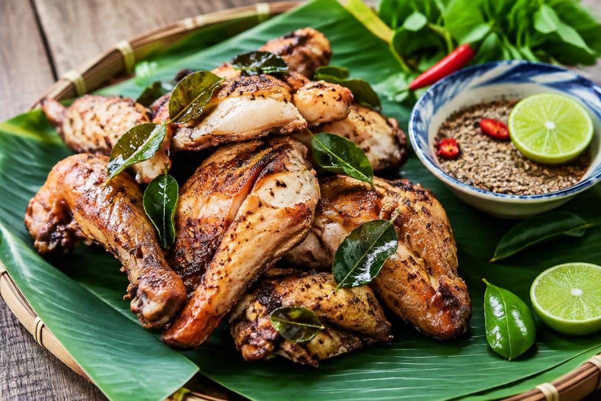 Gà nướng lá chanh