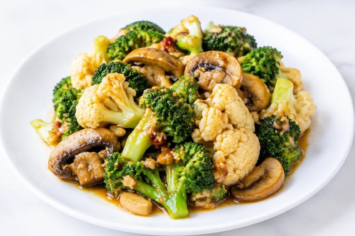 Hoa cải xào nấm, chao